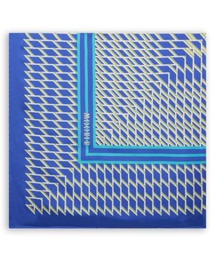 Moorer Geometric-Print Scarf - Blue