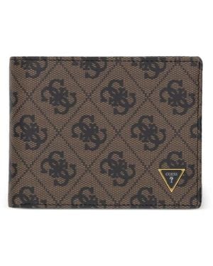 Guess Milano Monogram-Print Logo-Plaque Wallet - Grey