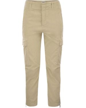 Dondup Eve Velvet Cargo Pants - Natural