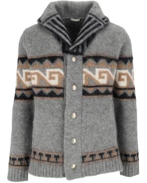 Borgo Asolo Geometric-Pattern Shawl-Collar Jacket - Gray