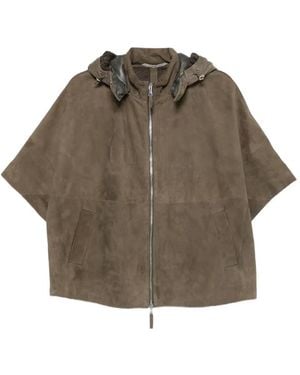 The Jackie Leathers Alaska Hooded Suede Jacket - Brown