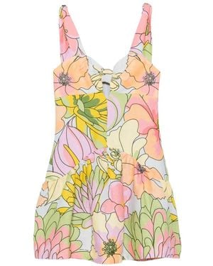 FARM Rio Floral-Print Cut-Out Mini Dress - White