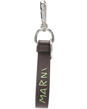 Marni Logo-plaque leather keyring - Weiß