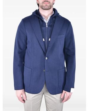 Eleventy Hooded Jersey Jacket - Blue