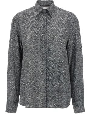 Ermanno Scervino Rhinestone-embellishment herringbone shirt - Grau