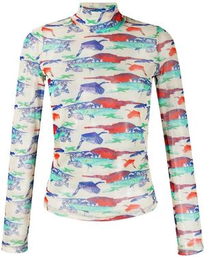 Henrik Vibskov Mesh Turtle-Neck Top - Blue