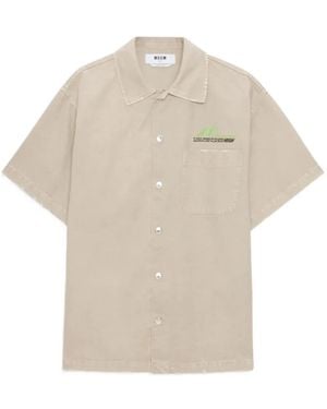 MSGM Embroidered Pocket Shirt - Natural