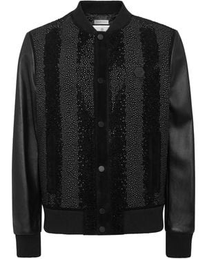 Philipp Plein Embellished Bomber Jacket - Black