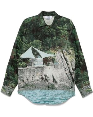 MSGM プリント シャツ - グリーン