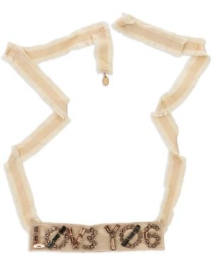 Red(V) Fringed Embellished Necklace - White