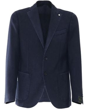 Brando Buttoned Patch-Pocket Blazer - Blue
