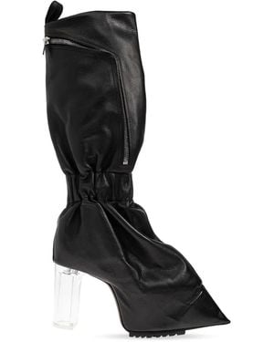 Rick Owens Bottes Taquito En Cuir À Fronces - Noir