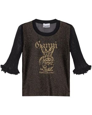 Ganni ロゴ Tシャツ - ブラック