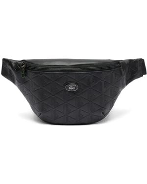Lacoste Geometric-Embossed Belt Bag - Black