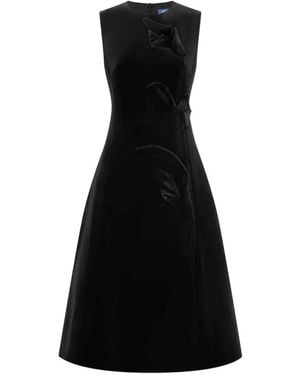 LEO LIN Cleo Floral-Appliqué Midi Dress - Black