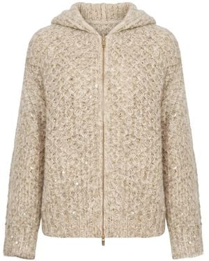 Peserico Sudadera De Punto Grueso Con Capucha Y Lentejuelas - Neutro