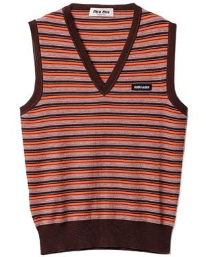 Miu Miu Débardeur Rayé À Col V - Red