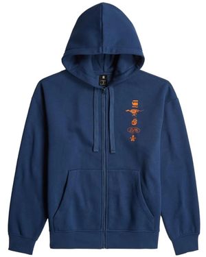 G-Star Graphic-Print Zip-Up Hoodie - Blue