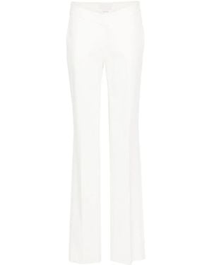 Genny Straight Cotton-Blend Pants - White