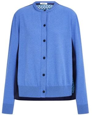 Ferragamo Feather Show Print Crew-Neck Cardigan - Blue
