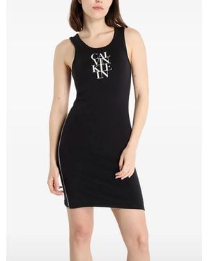 Calvin Klein Jeans Sl Cotton 1X1 Rib Dress - Black