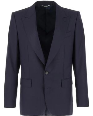 Dolce & Gabbana Wool Double-Breast Blazer - Blue