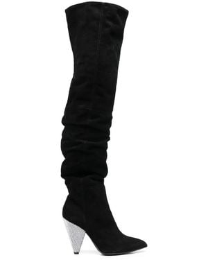 Philipp Plein Ruched 120Mm Knee-High Boots - Black