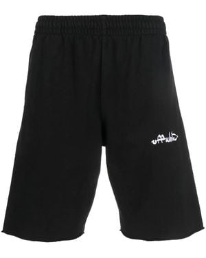 Off-White c/o Virgil Abloh Logo-Print Organic Cotton Track Shorts - Black