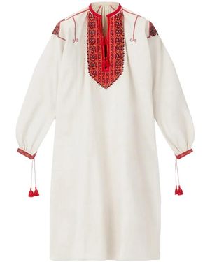 Fortela Afra Embroidered Midi Dress - White