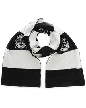 Msftsrep Striped-Pattern Embroidered-Logo Scarf - White