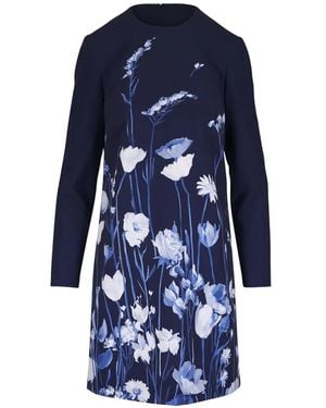 Lela Rose Kelly Floral-Print Mini Dress - Blue