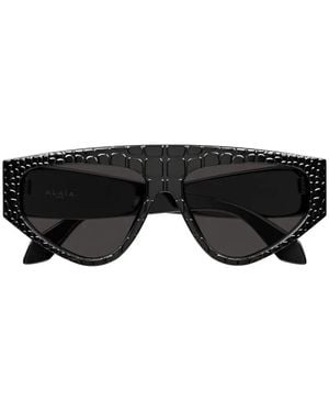 Alaïa Croc-Effect Sunglasses - Black