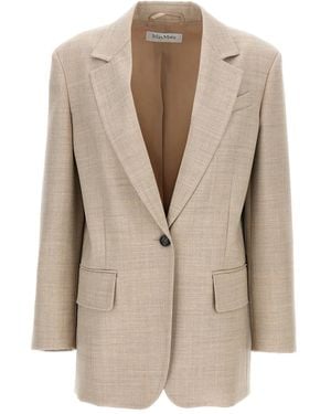 Max Mara Rosi Single-Breasted Flap-Pocket Blazer - Natural