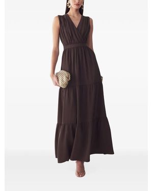 ST MRLO Elowyn Pleated Tiered Maxi Dress - Brown