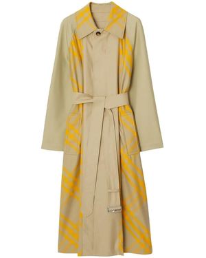 Burberry Ekd Checked Trench Coat - Yellow