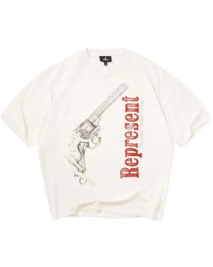 Represent Graphic-Print Raw-Cut T-Shirt - White