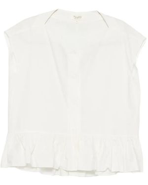 Psophia Blusa Con Dobladillo De Volantes - Blanco
