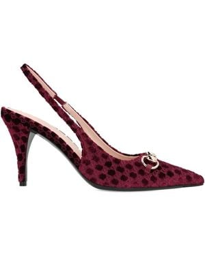 Gucci 85Mm Gg Velvet Slingback Pumps - Purple