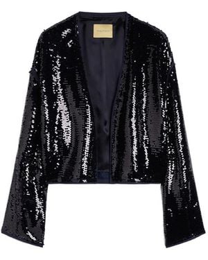 Momoní Sequin Raw-Cut Jacket - Black