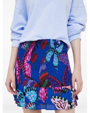 Desigual Butterfly-Print Ruffled Mini Skirt - White