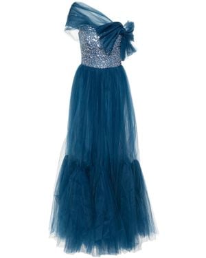 Gemy Maalouf Off-Shoulder Tulle Dress - Blue