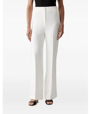 Morgan Lace-Trim Flared Trousers - White