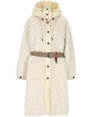 Moncler Belted Hooded Coat - Natural