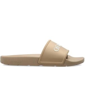 Off-White c/o Virgil Abloh Embossed-Logo Slides - White