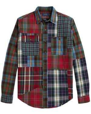 Polo Ralph Lauren Classic Fit Patchwork Plaid Oxford Shirt - Red