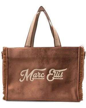 Marc Ellis Buby Logo-Embroidered Fringed Tote Bag - Brown