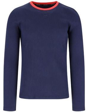 Marine Serre Ribbed-Knit Long-Sleeve T-Shirt - Blue