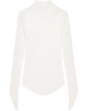 Courreges Top A Coste A Collo Alto - Bianco