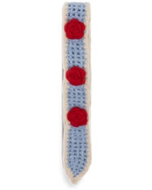 Rockfish Rose-Appliqué Crochet Scarf - Red