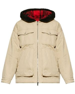 DSquared² Logo-Patch Hooded Jacket - Natural